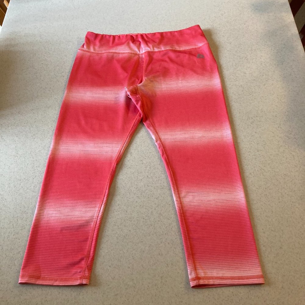 RBX Capri Legging Women Size L Pink Ombre Stripe Athletic Pant